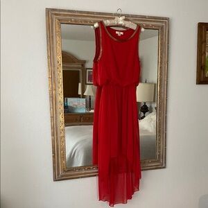 ISSI Red Asymmetrical Pleated Sundress